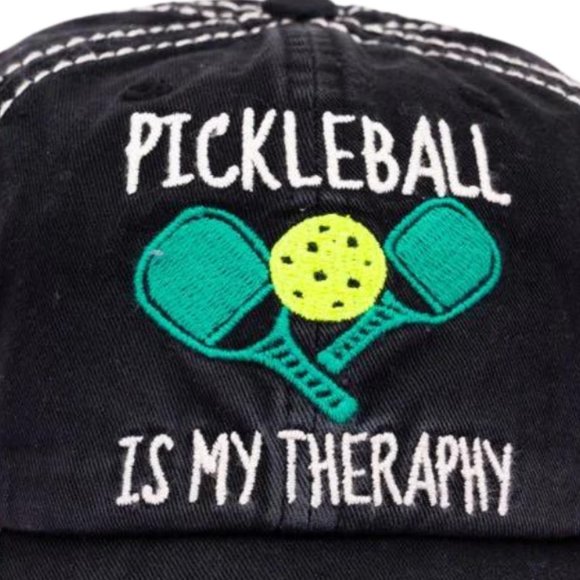 KBETHOS Black "Pickleball Is My Therapy" Distressed Baseball Cap NWT - Picture 3 of 3